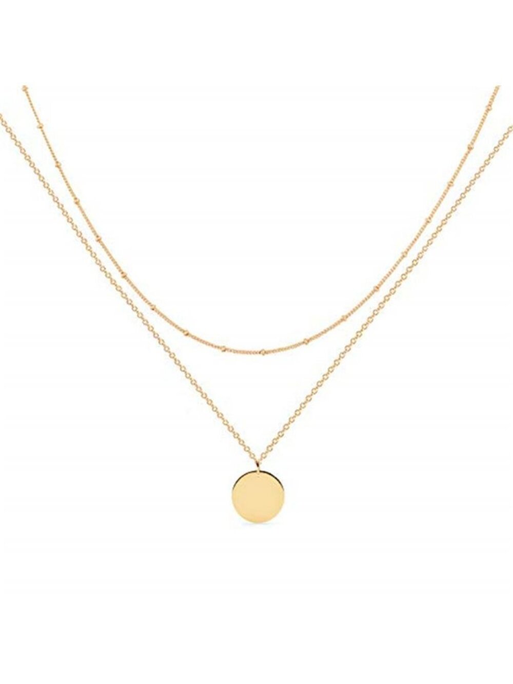 Layered Heart Necklace Pendant Handmade 18k Gold Plated Dainty Gold